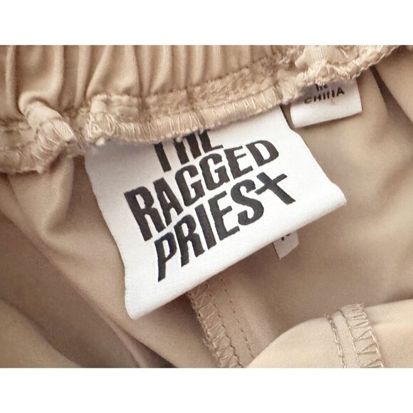 RAGGED PRIEST Nylon Oversized Cargo Track Pants Tan Black Sz 10 - Picture 7 of 8